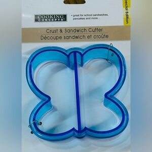 Cooking Concepts Crust Sandwich Cutter Blue Butterfly Shape Plastic